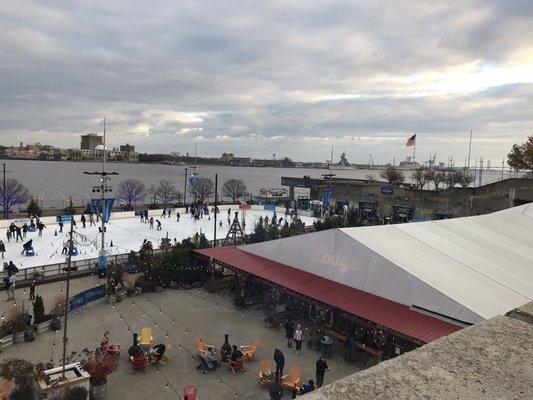 Ice skating rink and the lodge