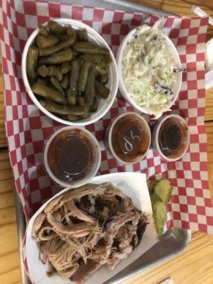 Pulled pork, Cole slaw and green beans