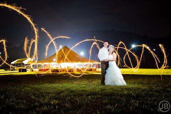 Awesome wedding sparkler picture. We took this outside their reception location. Sparkler pictures are the best. Do you want one