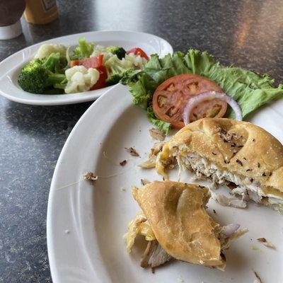 Smoke Gouda &Turkey & Steam vegetables.