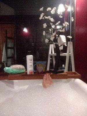 Relaxing bubble bath.