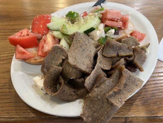 Village salad with gyro meat