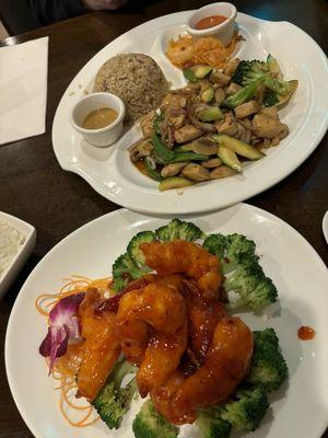 General Tso Shrimp and chicken hibachi