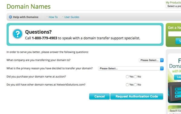 Changing registrars 4: Ignore their passive-aggressive survey and click "Request Authorization Code."