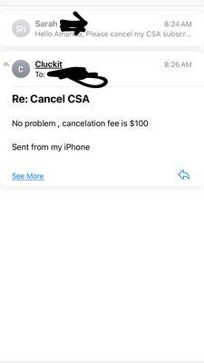 response to cancellation - I accepted the fee.