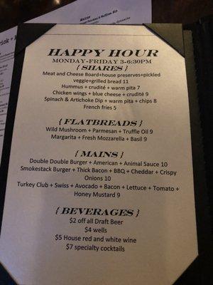 Happy hour menu