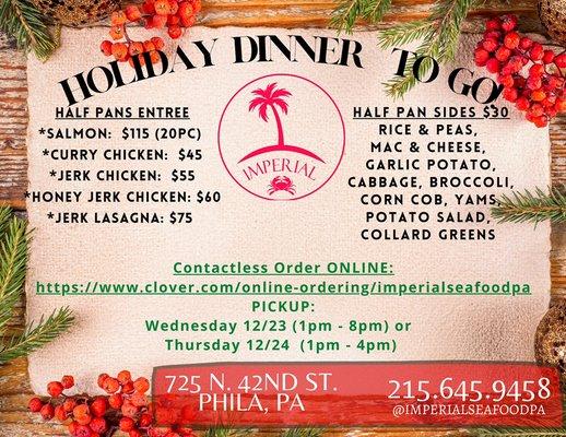 Order your holiday half pans to go!!