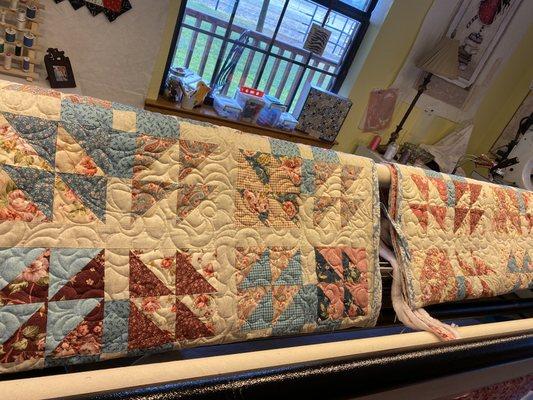 Quilts on longarm machine