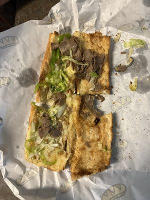 My steak and cheese hold the steak apparently.