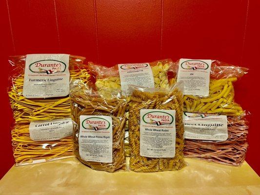 Selection of various Durante's homemade pasta products