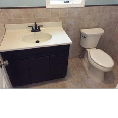 "Two piece bathroom finish"