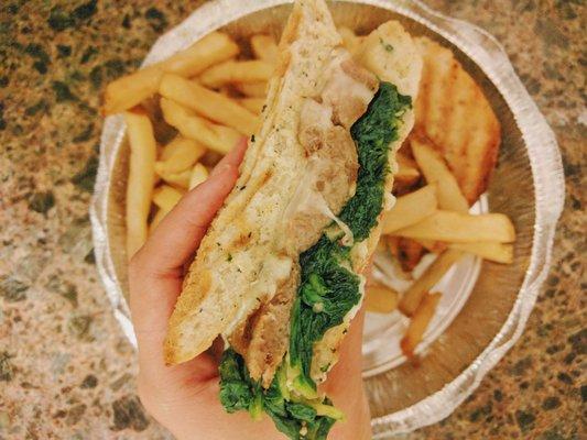 Grilled Sausage and Spinach Panini (take out)