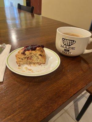 Today's specialty coffee, an espresso from Indonesia and a plum and feta scone. YUM!!!!!