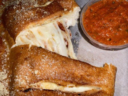 Inside cheese calzone