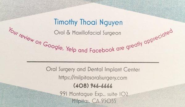 Dr. Nguyen's business card