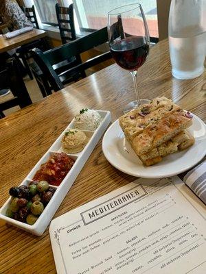 Quartet of Spreads with focaccia bread