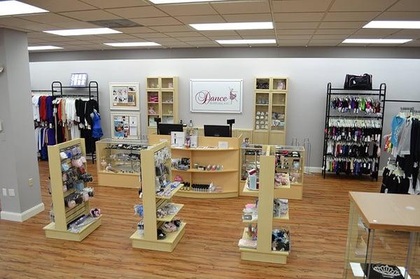 Our checkout area is full of hair pieces, makeup, and other dance accessories.