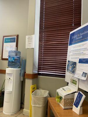 Water cooler in waiting area