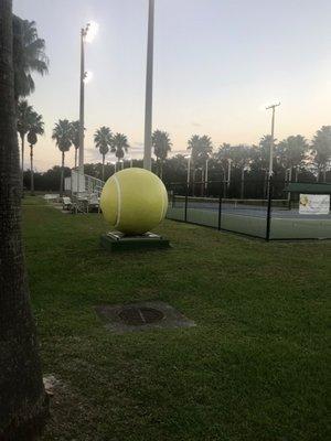 Cute tennis ball once you walk outside!