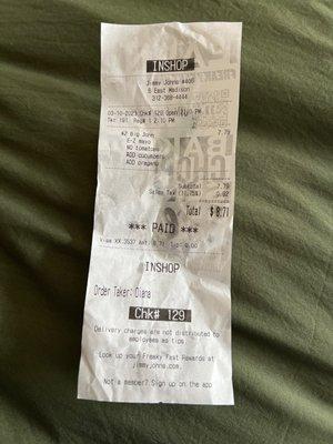 My receipt they took my boyfriends away when he brought it back up. Clearly not for a slim 6.