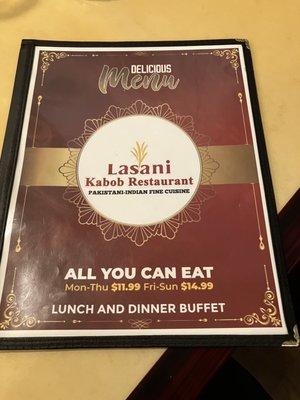 Cover of menu.