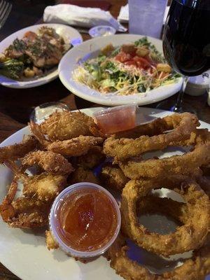 Coconut Shrimp Platter with O rings.