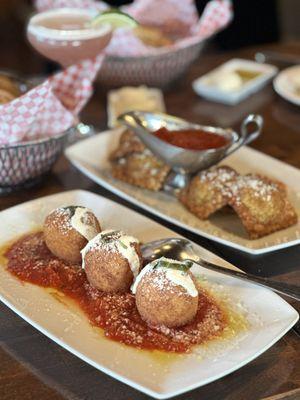 Arancini and fried ravioli apps