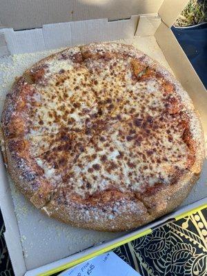 Cheese pizza with butter cheese crust