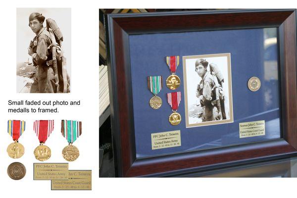 Restored photo framed with medals