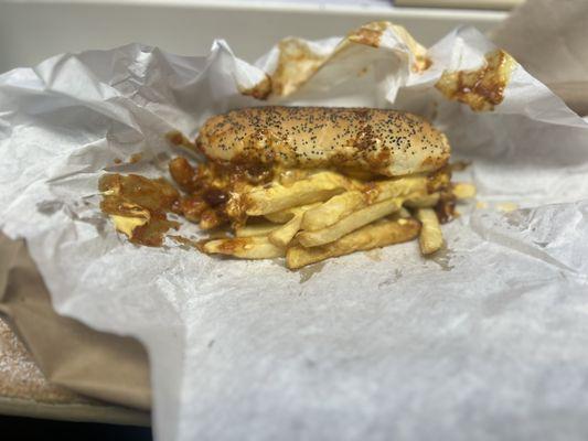 Chili Cheese Dog and Fries