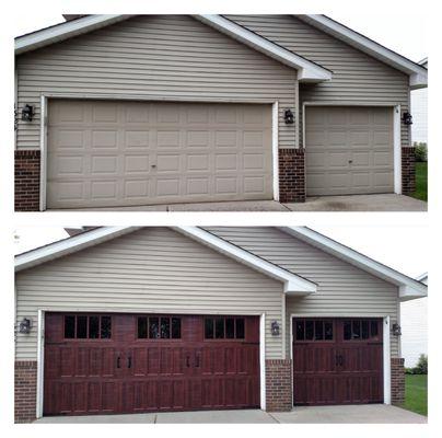 Before and After Garage Door Installation by Precision Door Service