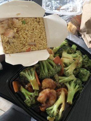 Shrimp with Broccoli And Shrimp Fried Rice