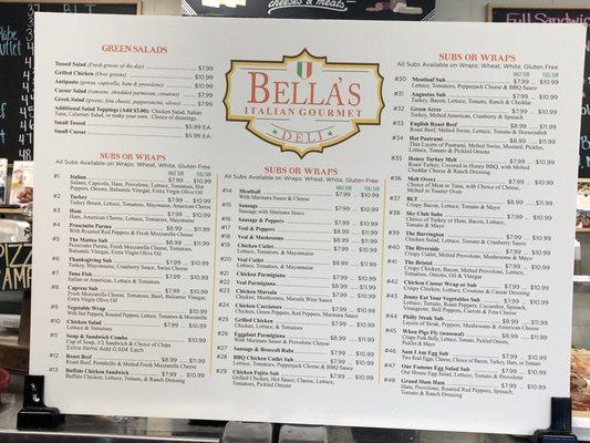 Menu posted in the restaurant as of 7/19/19