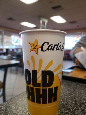 small drink at the Carl Jr Burger Joint. Ice delicious Dr. Pepper mixed with Cherry Coke.