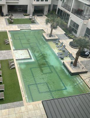 Pool area in spring time.