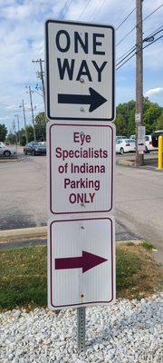 Well marked signs help find parking lot.