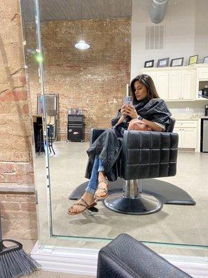 Full length mirrors, comfy chairs and clean salon