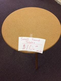 SMALL ROUND WOOD TABLE - $10 EACH