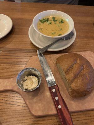 Potato soup and bread