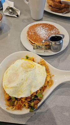 Veggie Skillet and Pancakes