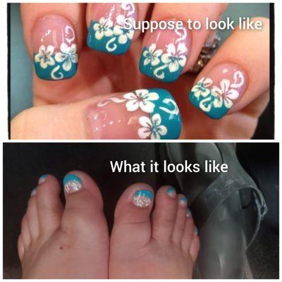 My friend's pedicure that didn't look like the design show at any way.