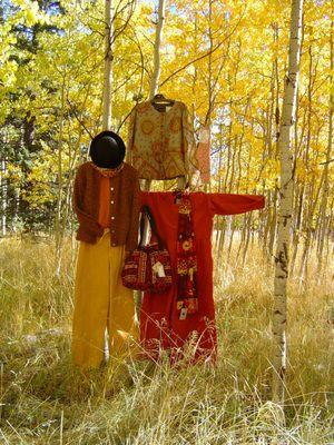 Vintage cotton linen and hemp Piramide in the changing Aspens