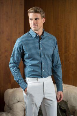 BALANI Custom Clothiers Teal Check Custom Shirt