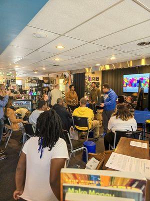 We offer a variety of group classes! Pictured above is our Bucket Drumming Class!