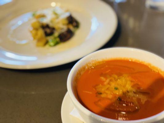 Tomato Bisque and Gnocchi appetizer