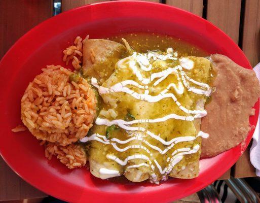 Tinga Enchiladas with Tomatillo sauce