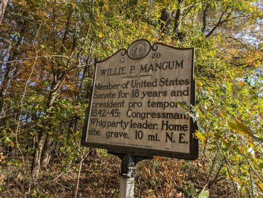 Willie P. Mangum Historical Marker