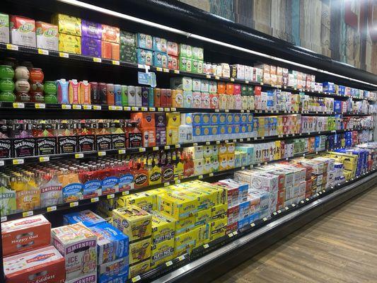 Interior of Island Liquors Store with Beer, Wine, Seltzers. and other alcoholic beverages.