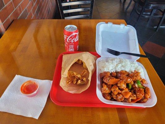 Cream Cheese Wontons and sweet and sour pork