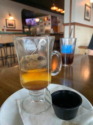 hot tea with lemon & honey , plus coca cola.